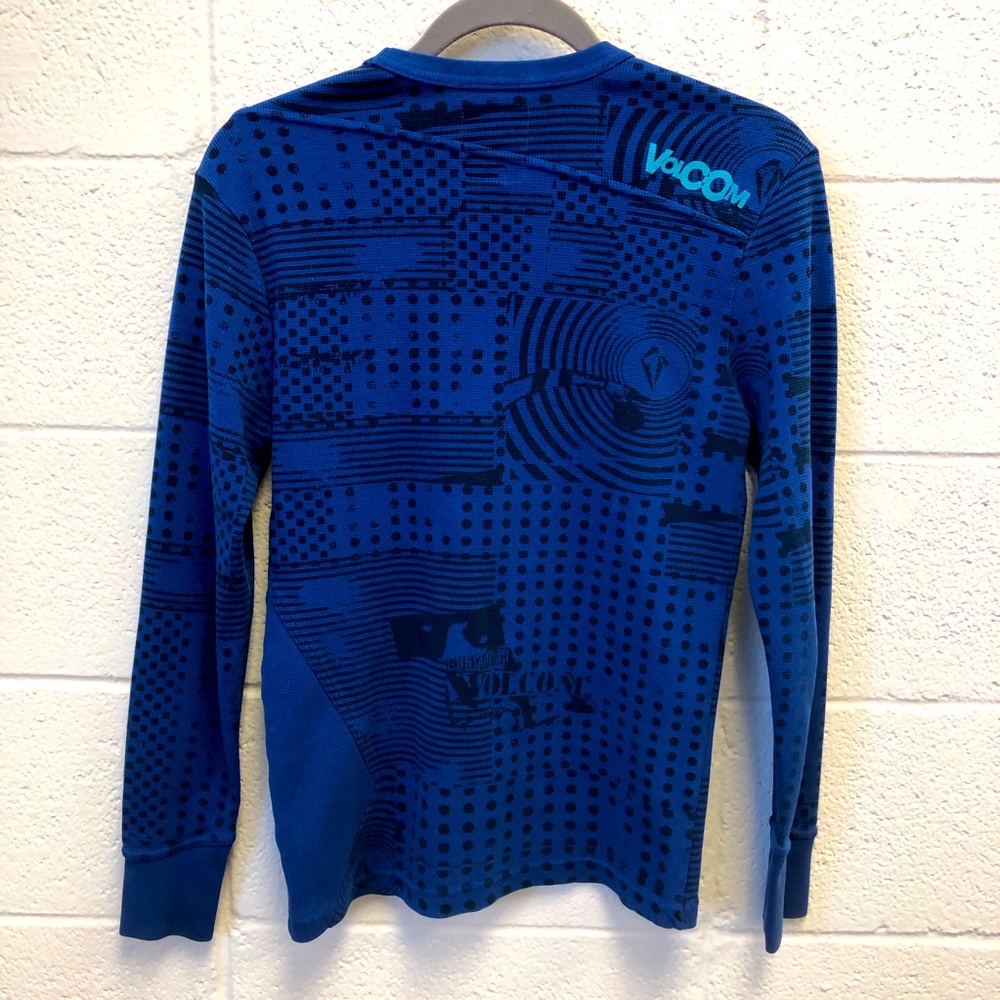 Volcom Blue And Black Patterned Waffle-Knit Pullo… - image 5